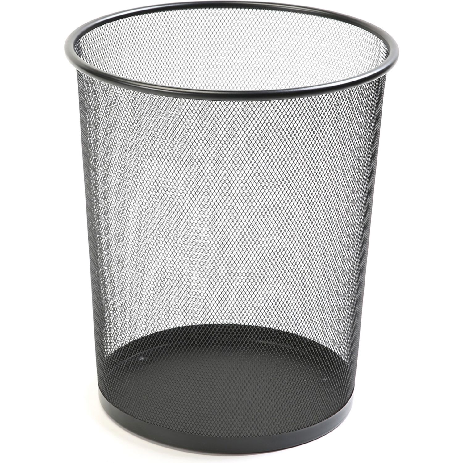 Black Steel Mesh Round Waste Bin by Lorell LLR52770