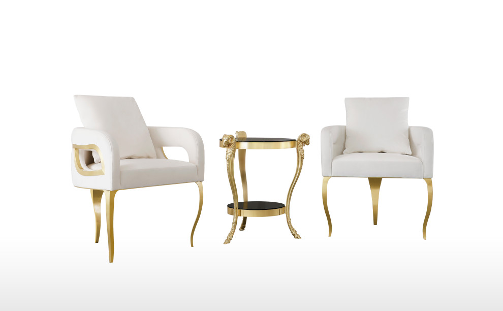 Infinity Gold Three Legged Chair   Traditional   Armchairs And Accent Chairs   by Infinity Furniture  Houzz