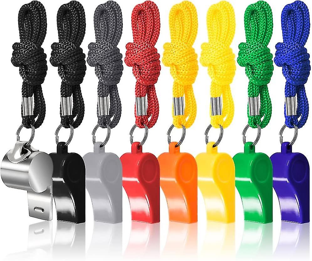 8 Pack Referee With Lanyard， And Less Steel Football For Sport Guard