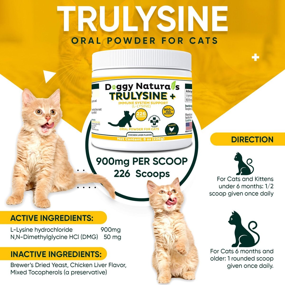 Pet Health Pharma Trulysine and Immune Support Oral Powder Cat Supplement， 8-oz bottle