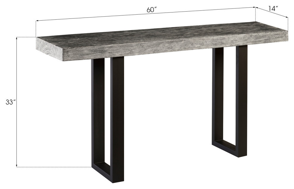 Wood Console Table  Metal U Legs  Gray Stone   Industrial   Console Tables   by HedgeApple  Houzz