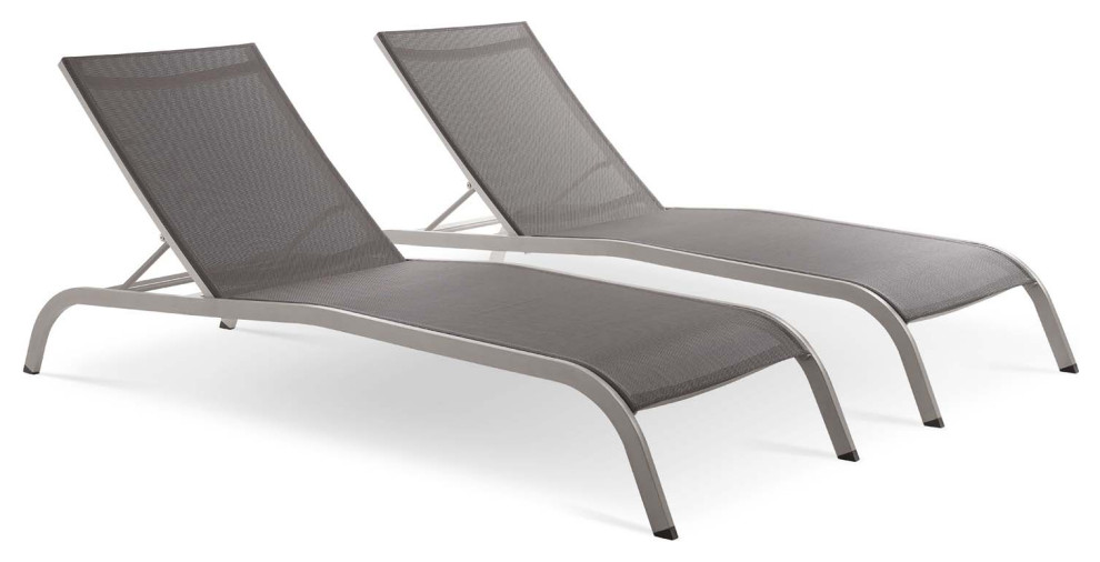 Savannah Outdoor Patio Mesh Chaise Lounge Set of 2   Transitional   Outdoor Chaise Lounges   by Modway  Houzz