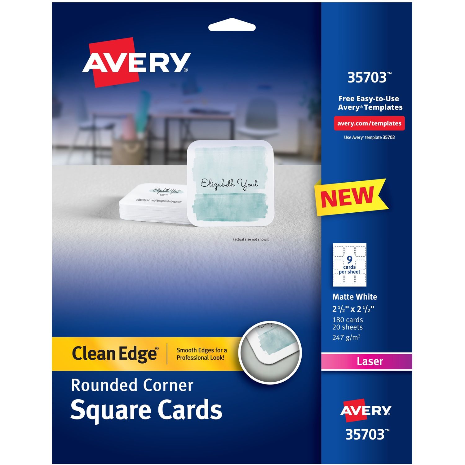 Clean Edge Laser Printable Multipurpose Card - White by Avery AVE35703