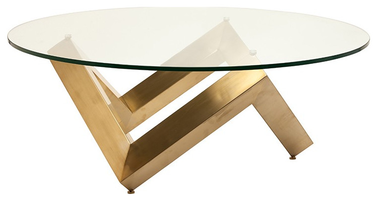 Gold Coffee Table with Glass Top   Contemporary   Coffee Tables   by HomeCraftDecor  Houzz