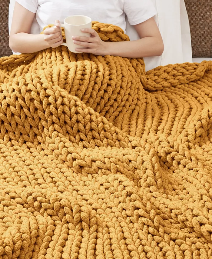 Madison Park Chunky-Knit Handmade Throw， 50