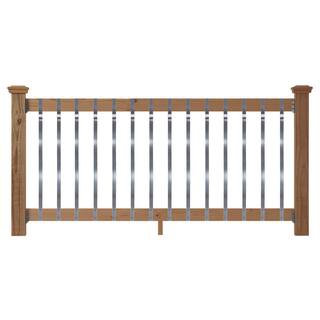 ProWood 6 ft. Walnut-Tone Southern Yellow Pine Rail Kit with Aluminum Contour Balusters 446441