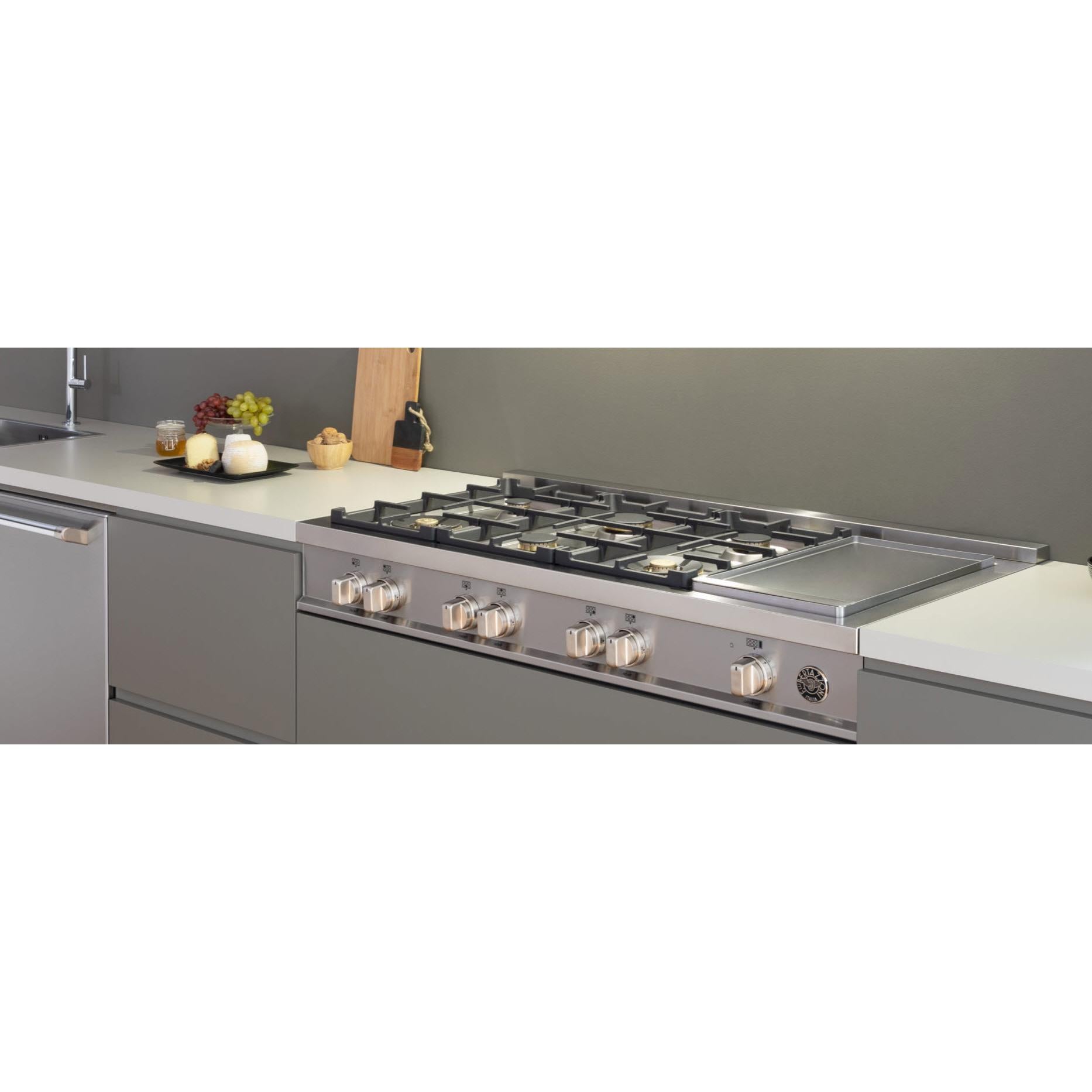 Bertazzoni 48-inch Built-in Duel-Fuel Rangetop with Electric Griddle MAST486GRTBXT