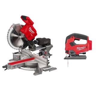 MW M18 FUEL 18V Lithium-Ion Brushless 12 in. Cordless Dual Bevel Sliding Compound Miter Saw with Jig Saw 2739-20-2737-20