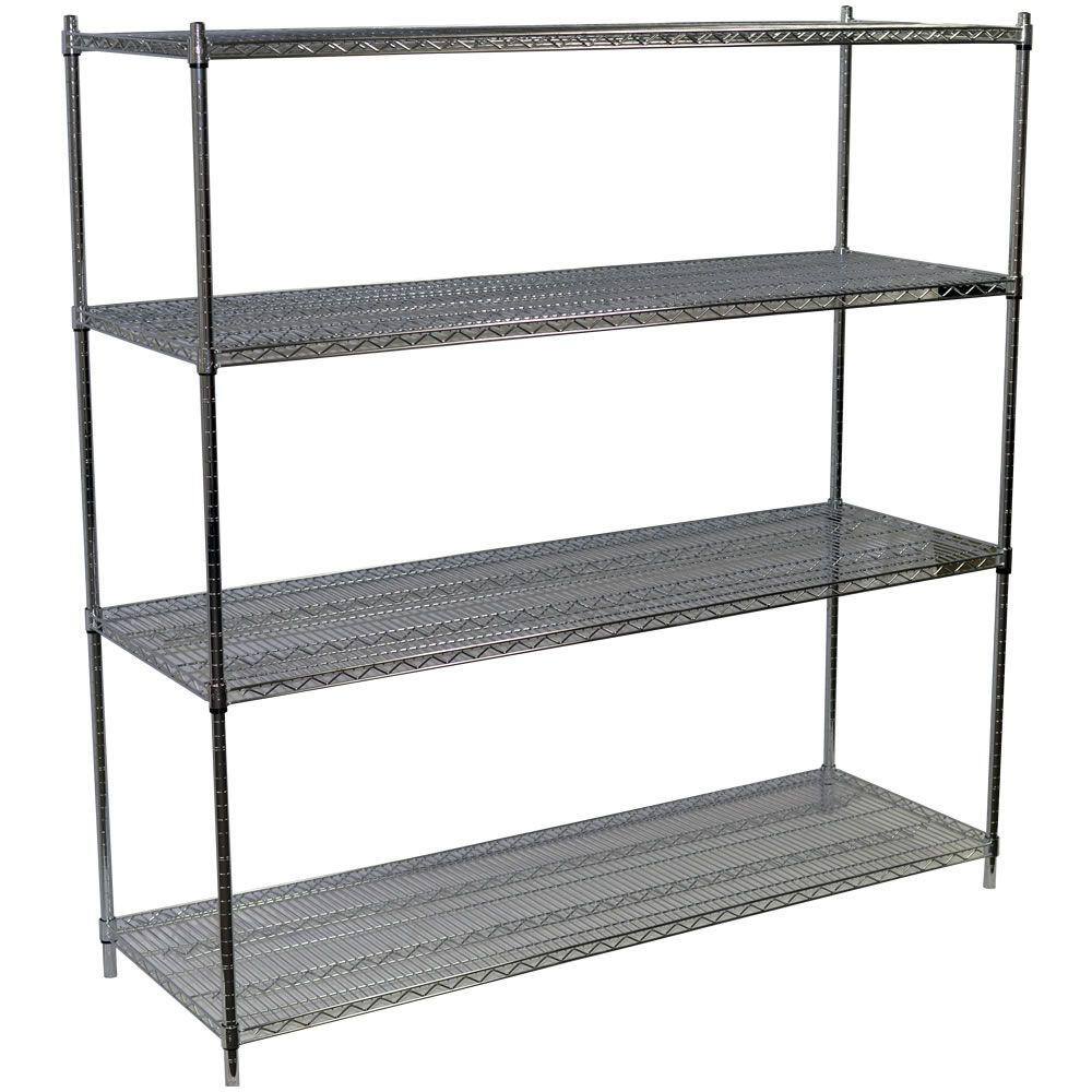 Storage Concepts Chrome 4-Tier Steel Wire Shelving Unit (72 in. W x 86 in. H x 18 in. D) WCS4-1872-86