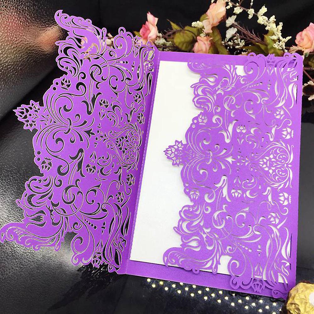 Purple Wedding Invitations 10pcs Pearl Paper Floral Invitation Cards Floral Invitation Envelopes For Birthday Party Anniversary