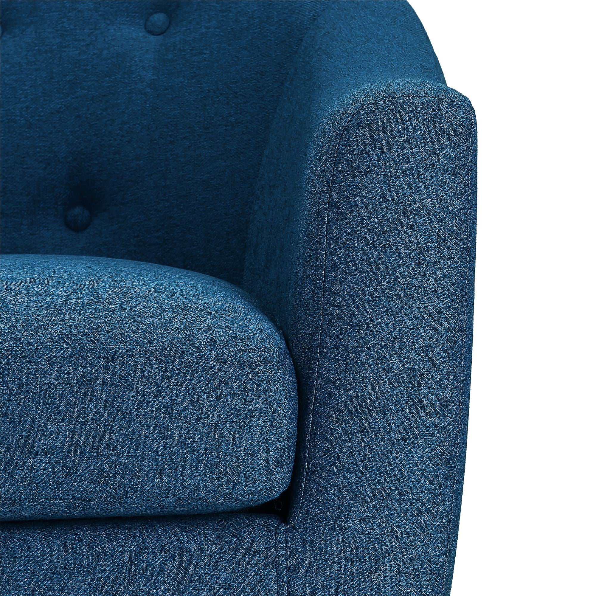 Queer Eye Brie Accent Chair, Living Room and Bedroom Furniture, Blue Linen