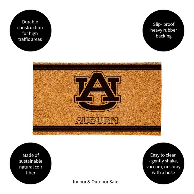 Evergreen Auburn University Logo Turf Mat Brown 28 X 16 Inches Indoor Outdoor Doormat