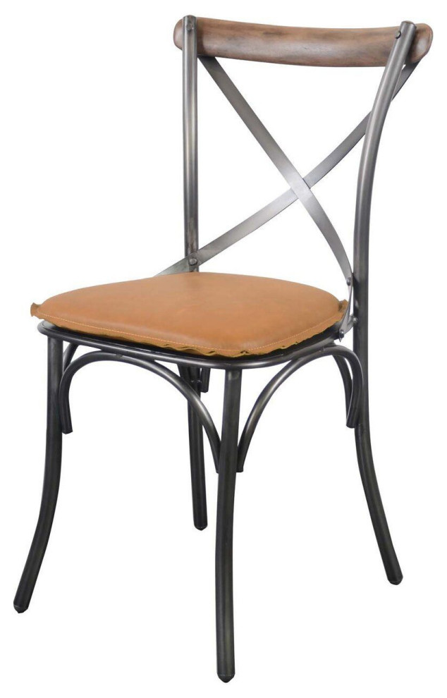 Metal Crossback Chair  Set of 2   Industrial   Dining Chairs   by LH Imports  Houzz