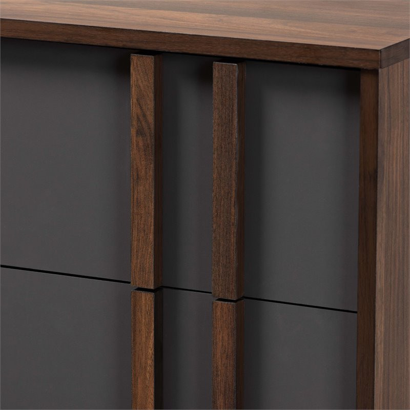 Baxton Studio Naoki Gray and Walnut Finished Wood 5 Drawer Bedroom Chest   Midcentury   Accent Chests And Cabinets   by HedgeApple  Houzz