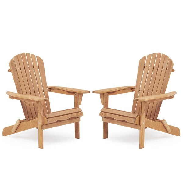 Wooden Outdoor Folding Adirondack Chair Set of 2