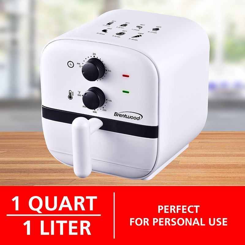 Brentwood 1 Quart Small Electric Air Fryer with 60min Timer and Temp Control- White