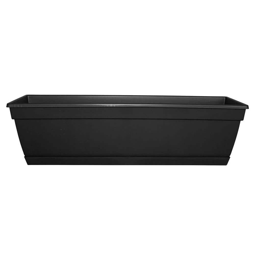 Dynamic Design Newbury Small 7.86 in x 23.75 in. 15 qt. Black Resin Window Box Outdoor Planter with Saucer NW2412BK