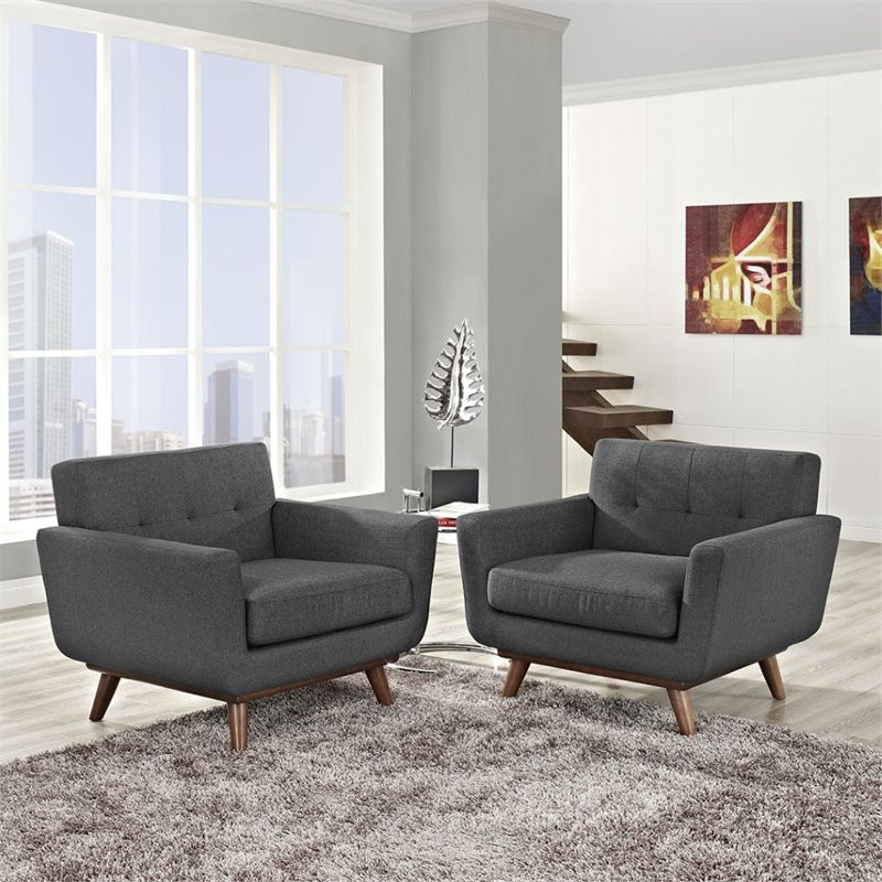 Modway Engage Modern Fabric Armchair in Azure Blue (Set of 2)   Midcentury   Armchairs And Accent Chairs   by Homesquare  Houzz