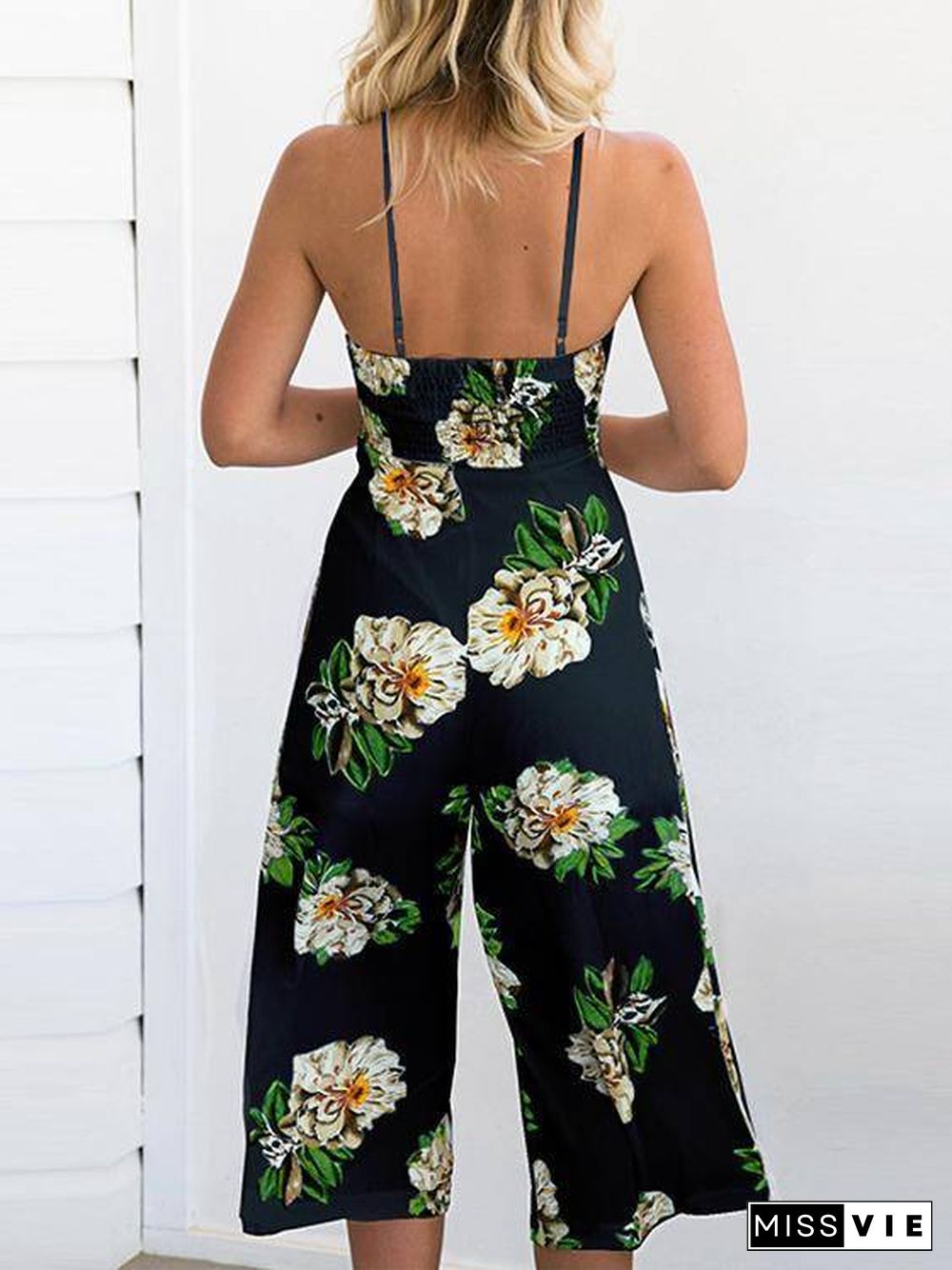 Floral Print Wide Leg Jumpsuit