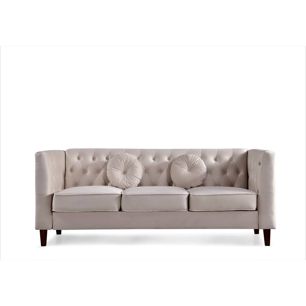 Elegant Sofa  Chesterfield Inspired  Velvet Seat  ampButton Tufted Back   Transitional   Sofas   by Decorn  Houzz