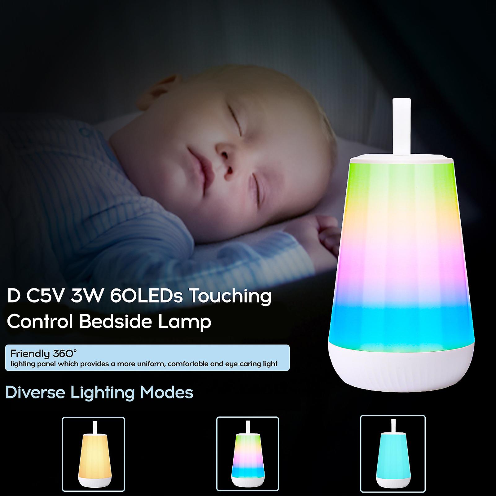 Dc5v 3w 60leds Touching Control Bedside Lamp Night Light Stepless Dimmable Brightness Adjustable 5 Dynamic Lighting Modes Usb-type C Chargings Port Bu