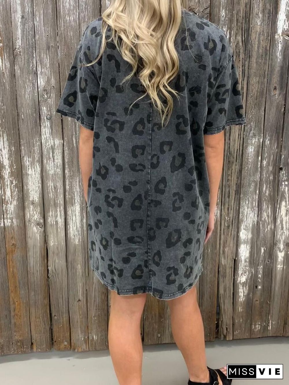 Casual Loose Short Sleeve Round Neck Blouse Dress