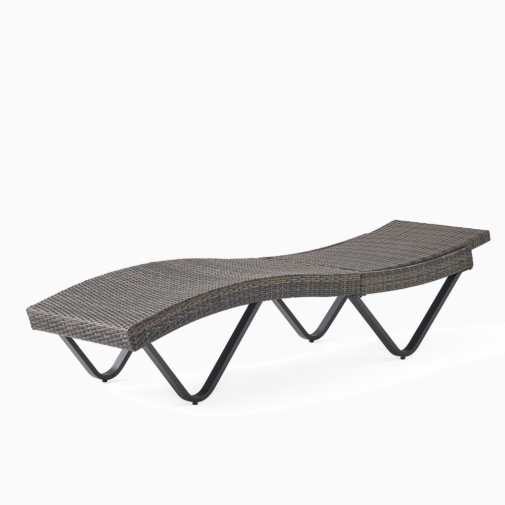 Grey Wicker Outdoor Adjustable Chaise Lounge  Set of 1