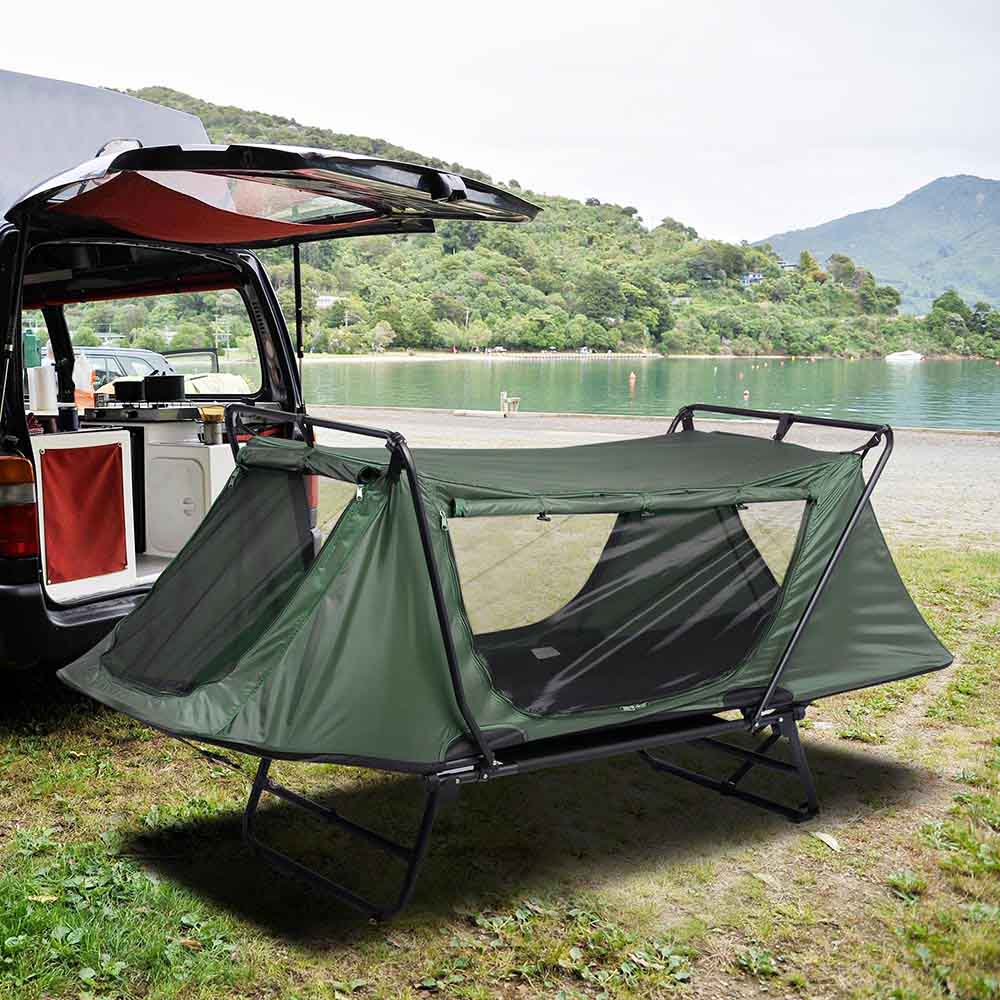 Yescom Tent Cot Camp Bed Tent Folding Off Ground Rain Fly Green