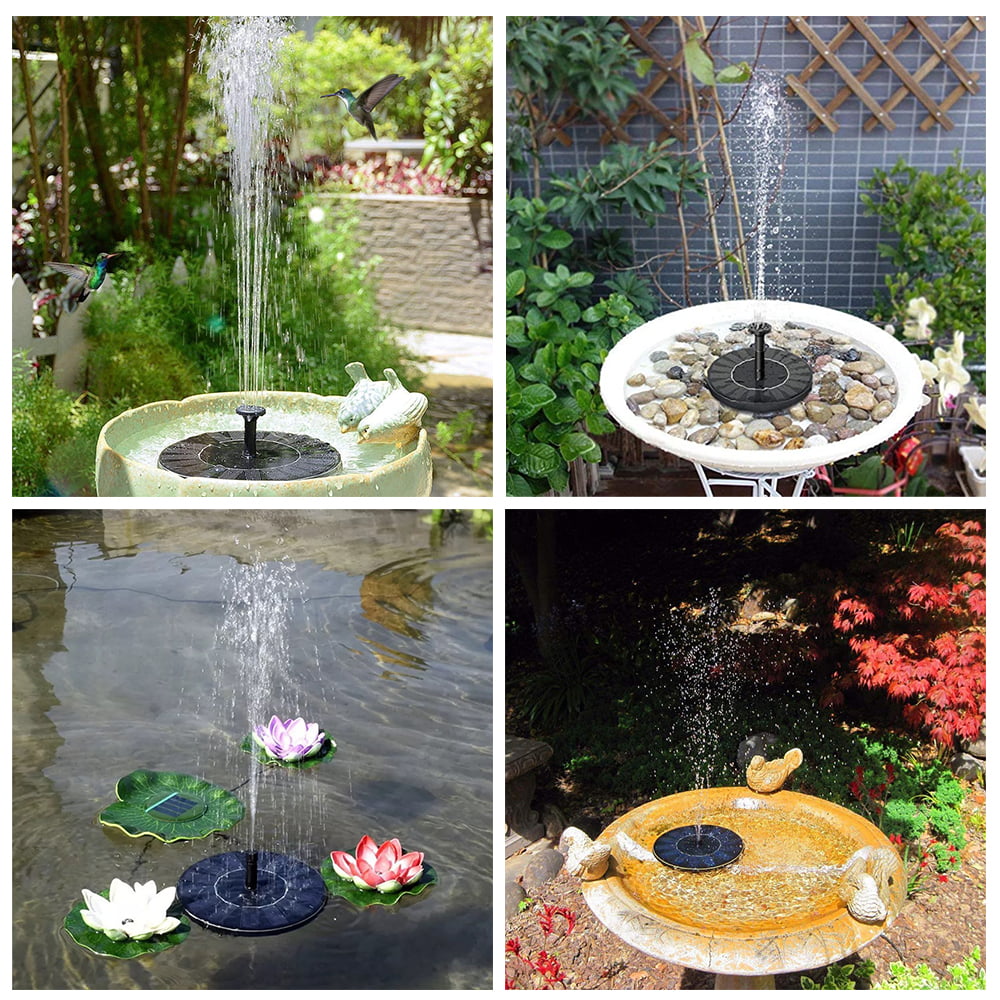 Solar Fountain Pump Free Standing Solar Birdbath Fountain 6 Water Styles Solar Powered Fountain Pumps Submersible Outdoor for Bird Bath Small Pond Swimming Pool Garden Patio and Lawn