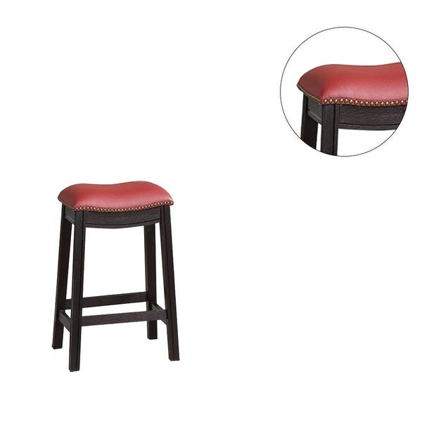 Burgundy PU Upholstery Bar Stool， Set of 2