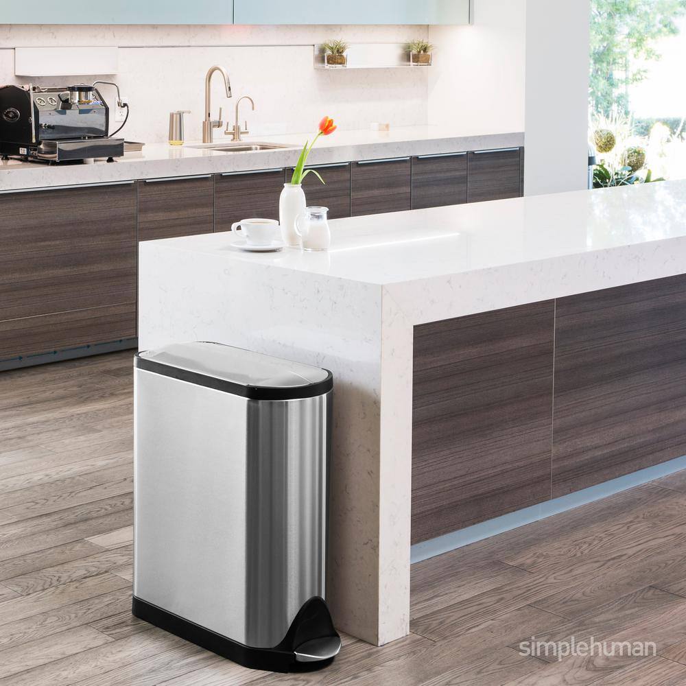 simplehuman 45-Liter Fingerprint-Proof Brushed Stainless Steel Butterfly Step-On Trash Can CW1897