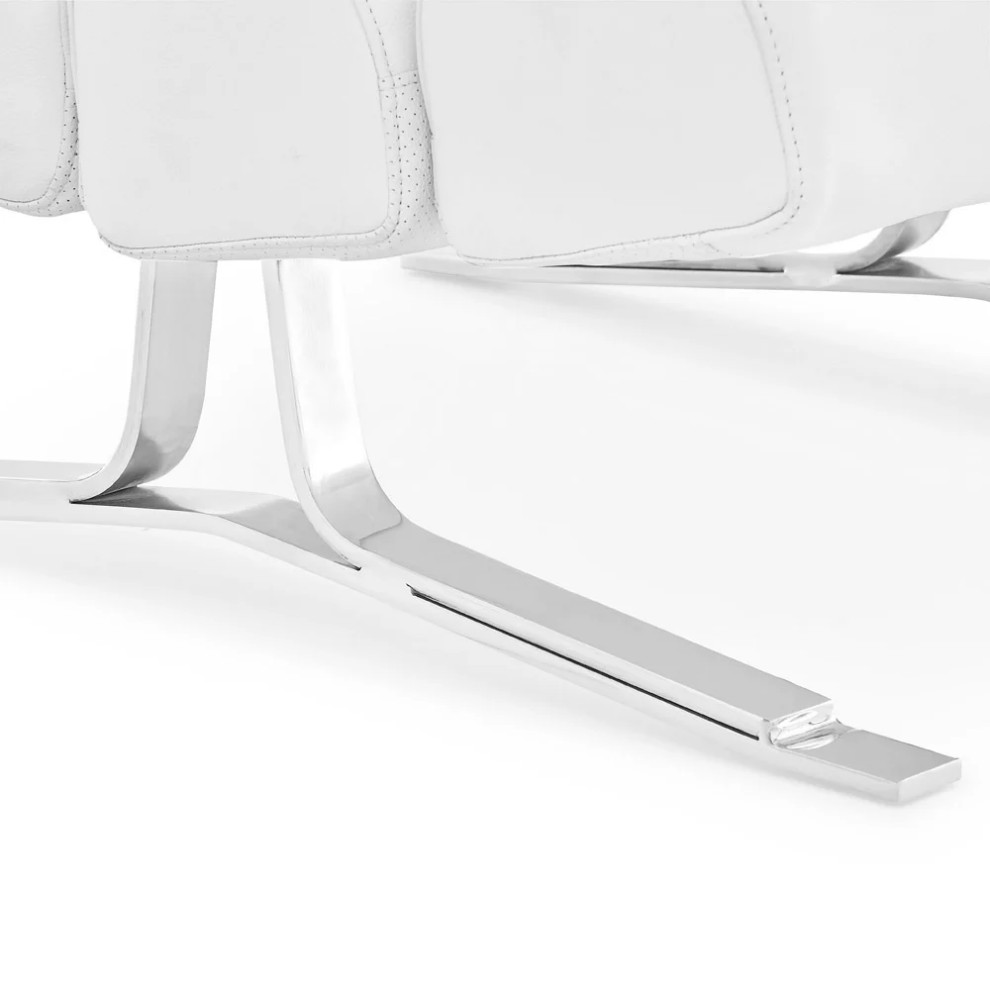 Zuri Furniture Modern Astoria Lounge Chair Smooth White Leather Chrome Legs   Contemporary   Armchairs And Accent Chairs   by Zuri Furniture  Houzz