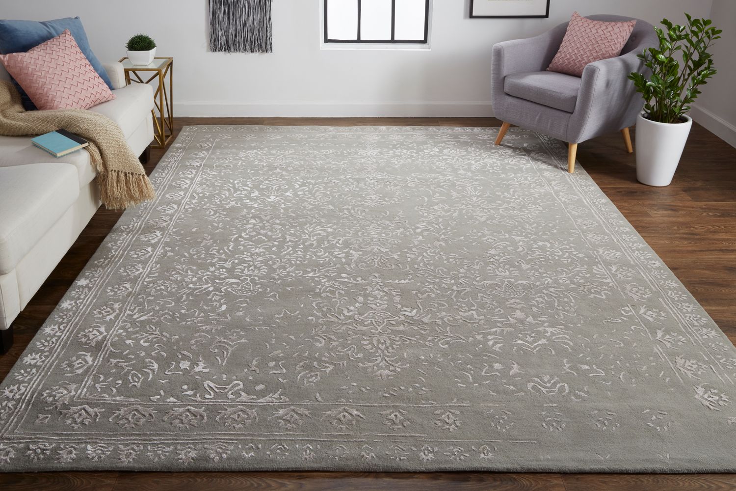 Khalo Hand Tufted Gray and Silver Rug by BD Fine