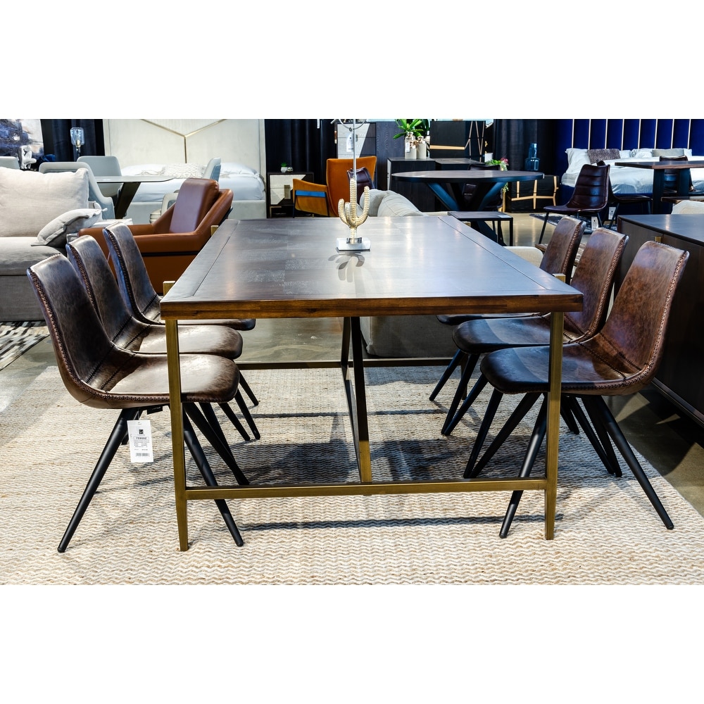 Modrest Shane Modern Acacia   Brass Dining Table