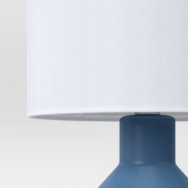 Ribbed Ceramic Mini Table Lamp Blue