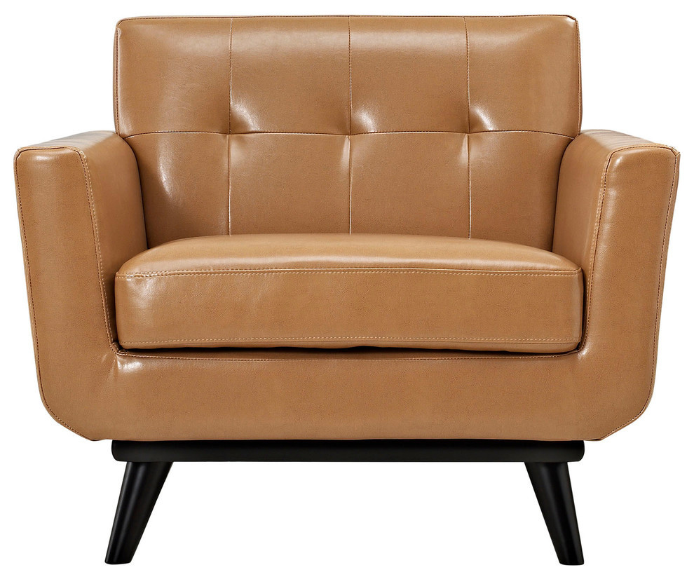 Modway Engage Modern Leather Accent Armchair in Tan (Set of 2)   Midcentury   Armchairs And Accent Chairs   by Homesquare  Houzz