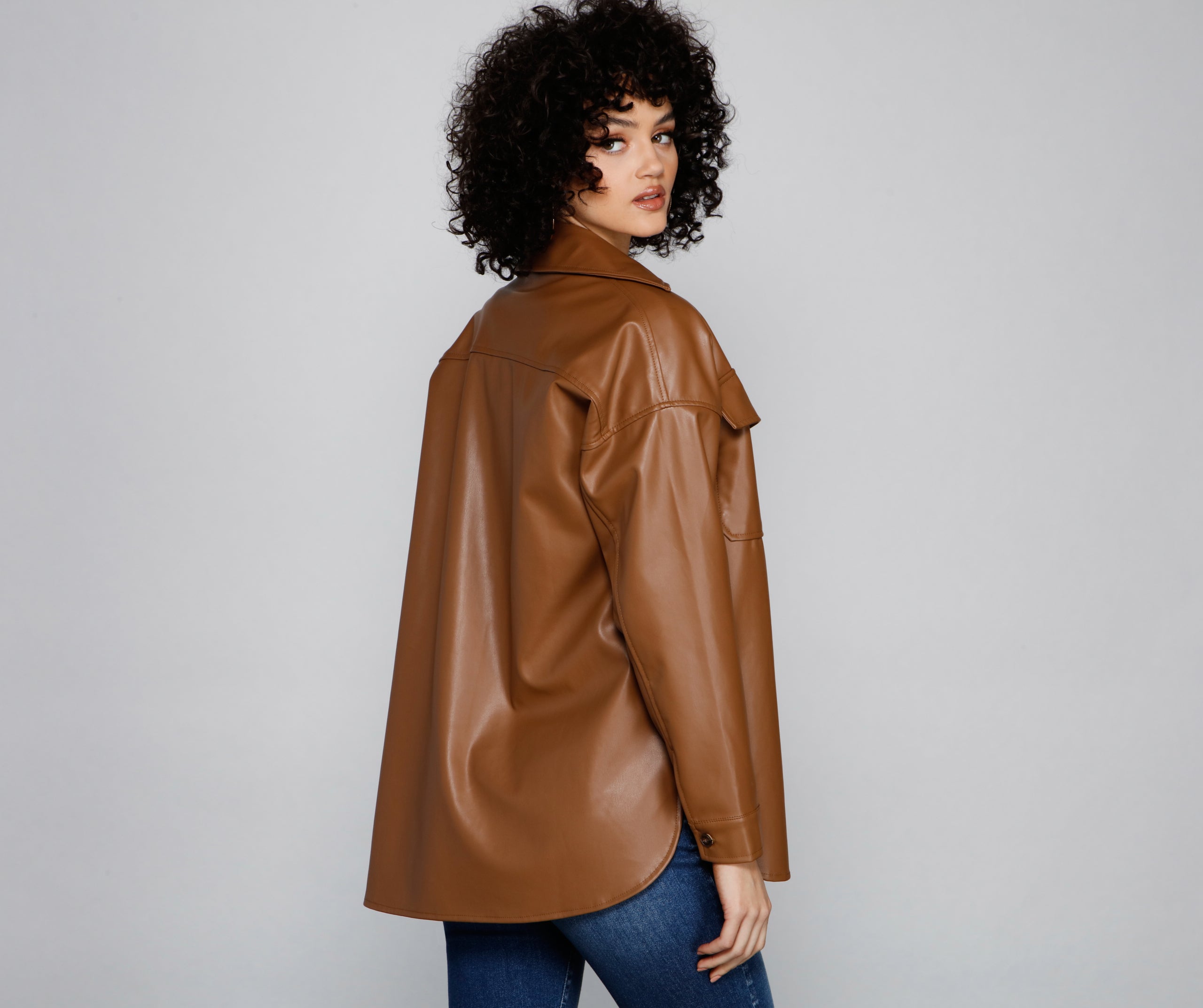 Essential Faux Leather Long Shacket