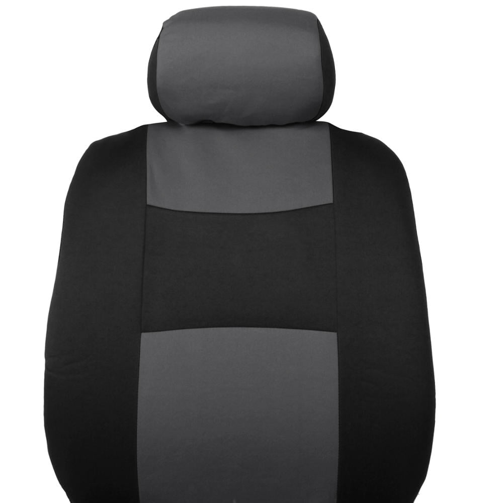 BDK PolyPro Car Seat Covers Full Set， Charcoal Gray Two-Tone Front and Rear Split Bench Seat Covers for Cars Trucks SUV