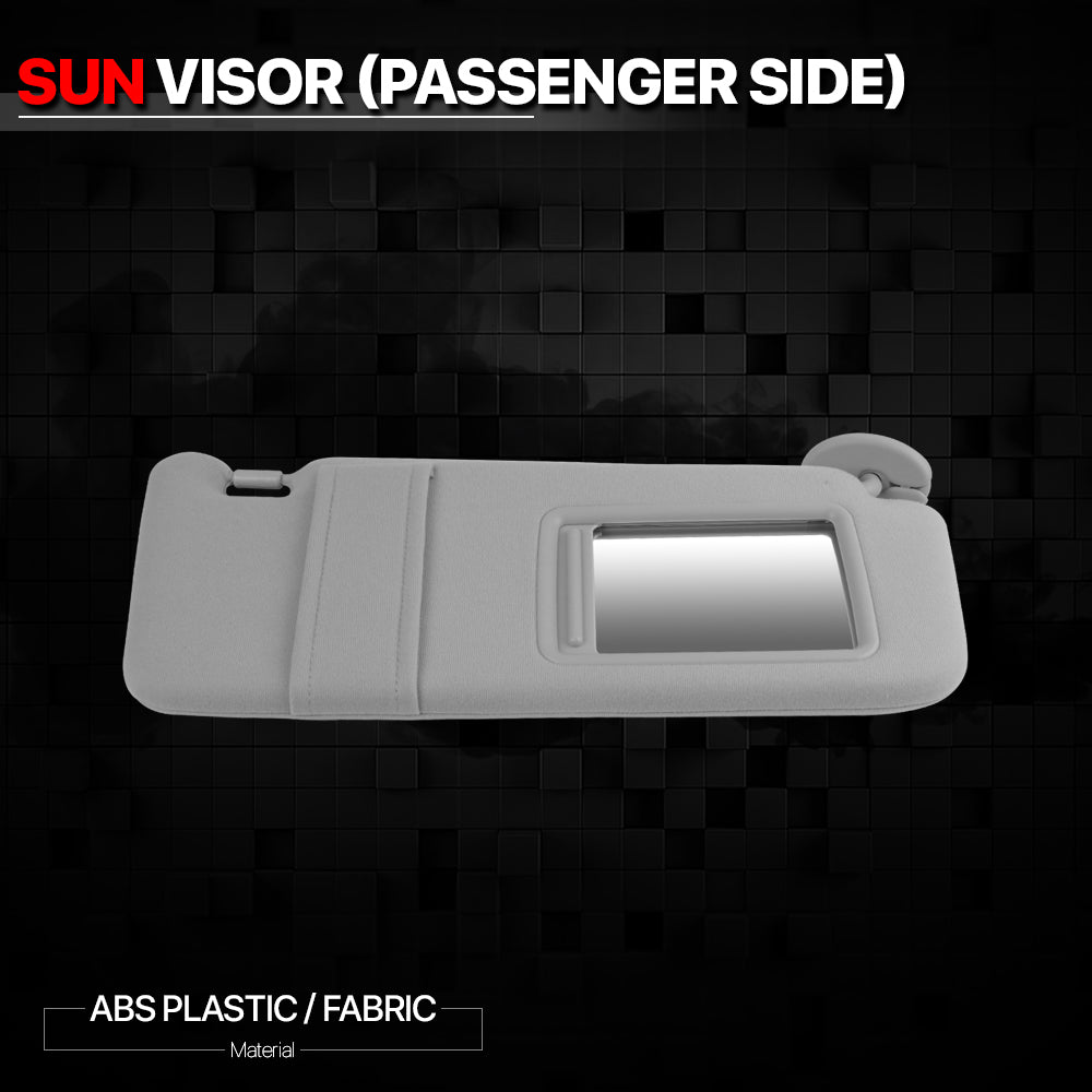 Grey Car Sun Visor Sunshade Right Passenger Side w/Mirror for 09-16 Toyota Venza