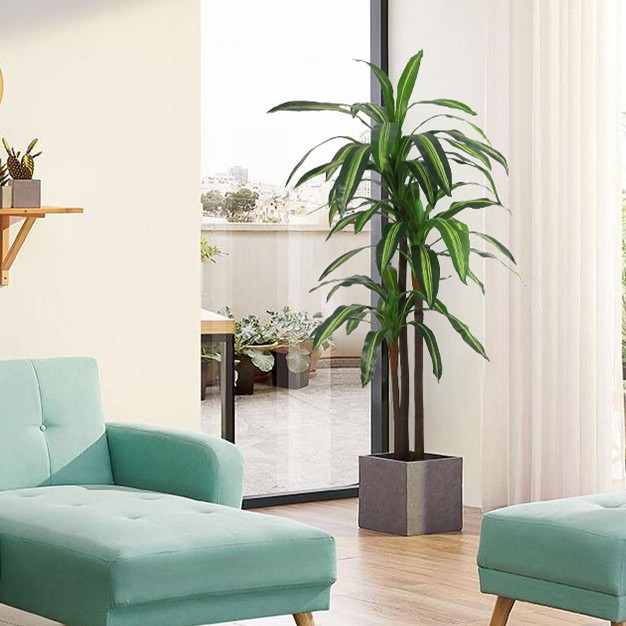 Dracaena Silk Plant， Artificial Tree For Indoor Office Home Living Room