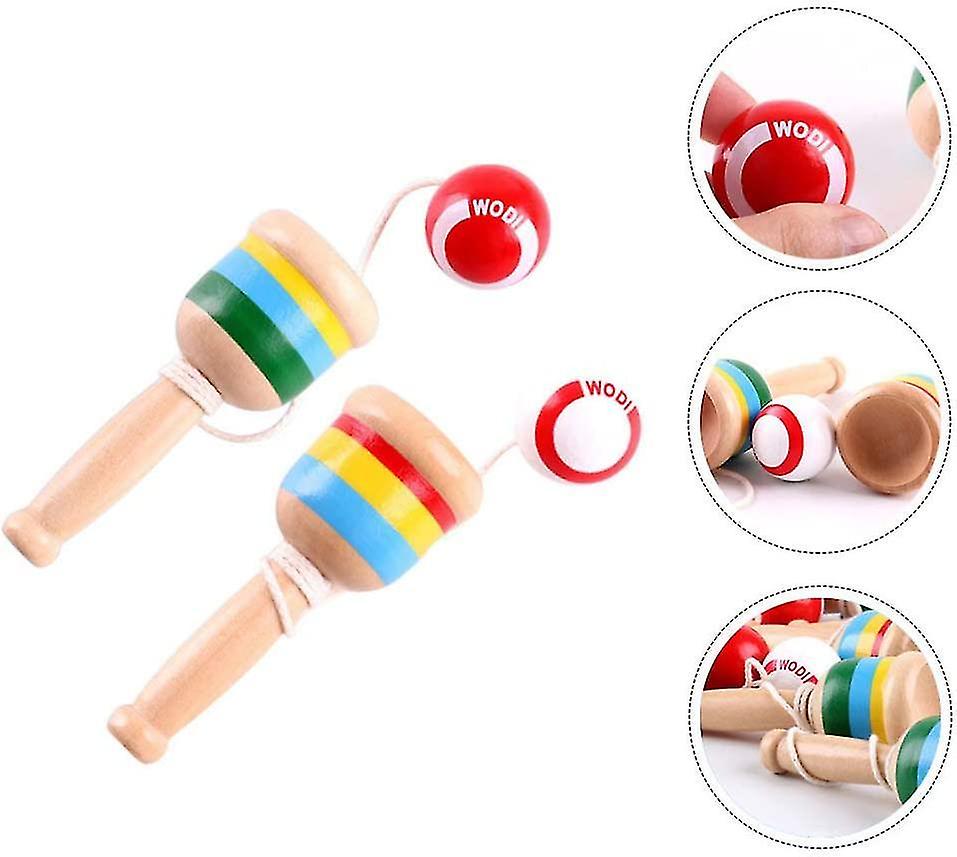 2 Pack Wooden Catching Fan You Cups And Ball Games Hand Eye Coordination Ball Catching Cup Kendama