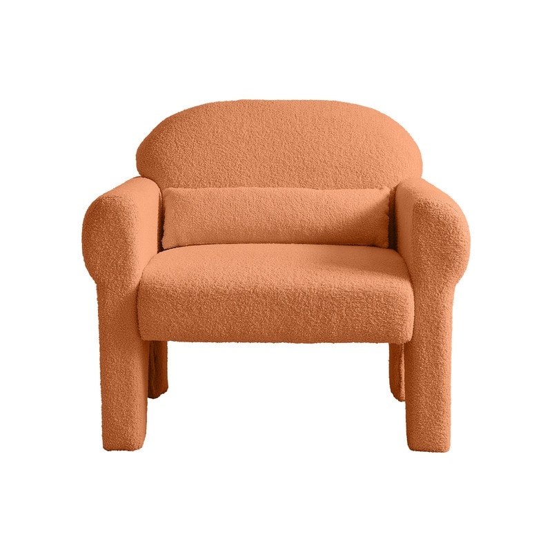 Loveseat   Accent Chair Sets  Orange Lambswool Sofa with Pillows   1+2 Seater