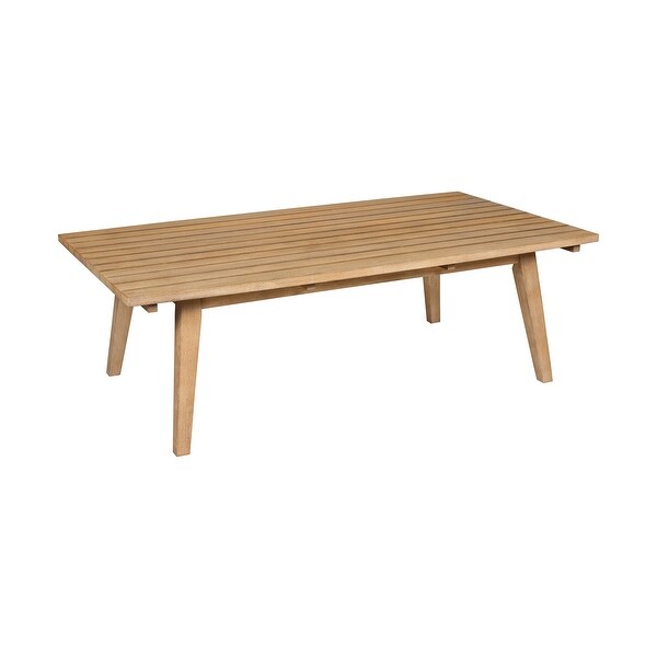 Ann 51 Inch Outdoor Patio Coffee Table，Natural Eucalyptus Wood，Slatted