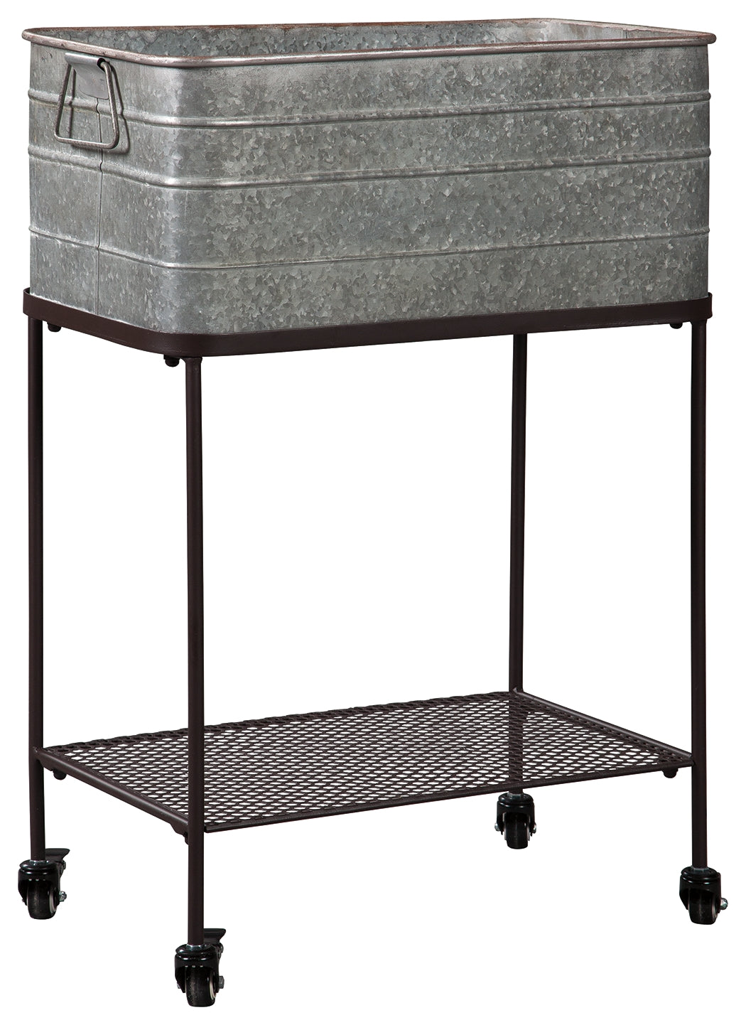 Vossman Antique Gray/Brown Beverage Tub Bar cart