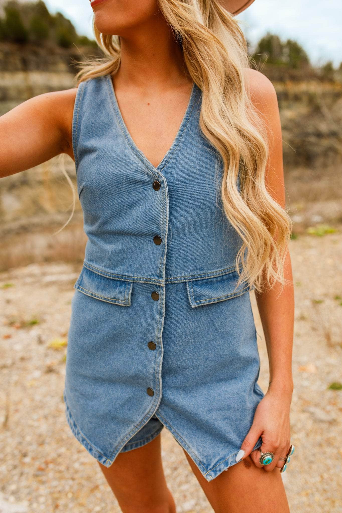 [Pre-Order] Denim Vest Romper
