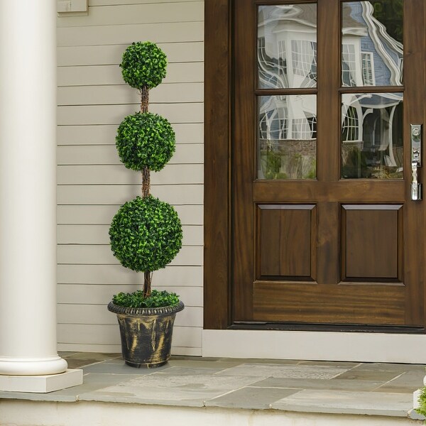 4 ft Artificial Topiary Triple Ball Tree Plant