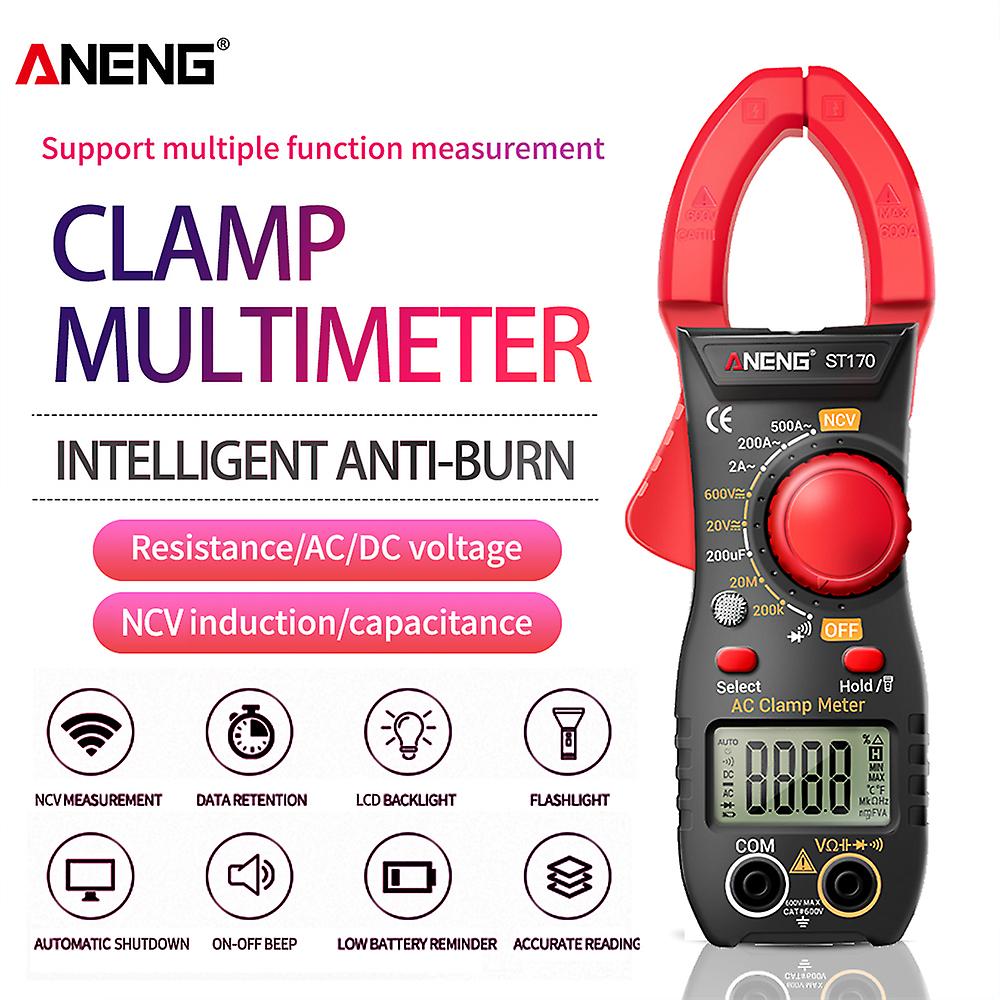 Aneng St170 Smart Clamp Meter 1999 Counts Auto-ranging Digital Multimeter Lcd Screen Ac Dc Voltage Ac Current Tester Led Flashlight Ncv Induction Volt