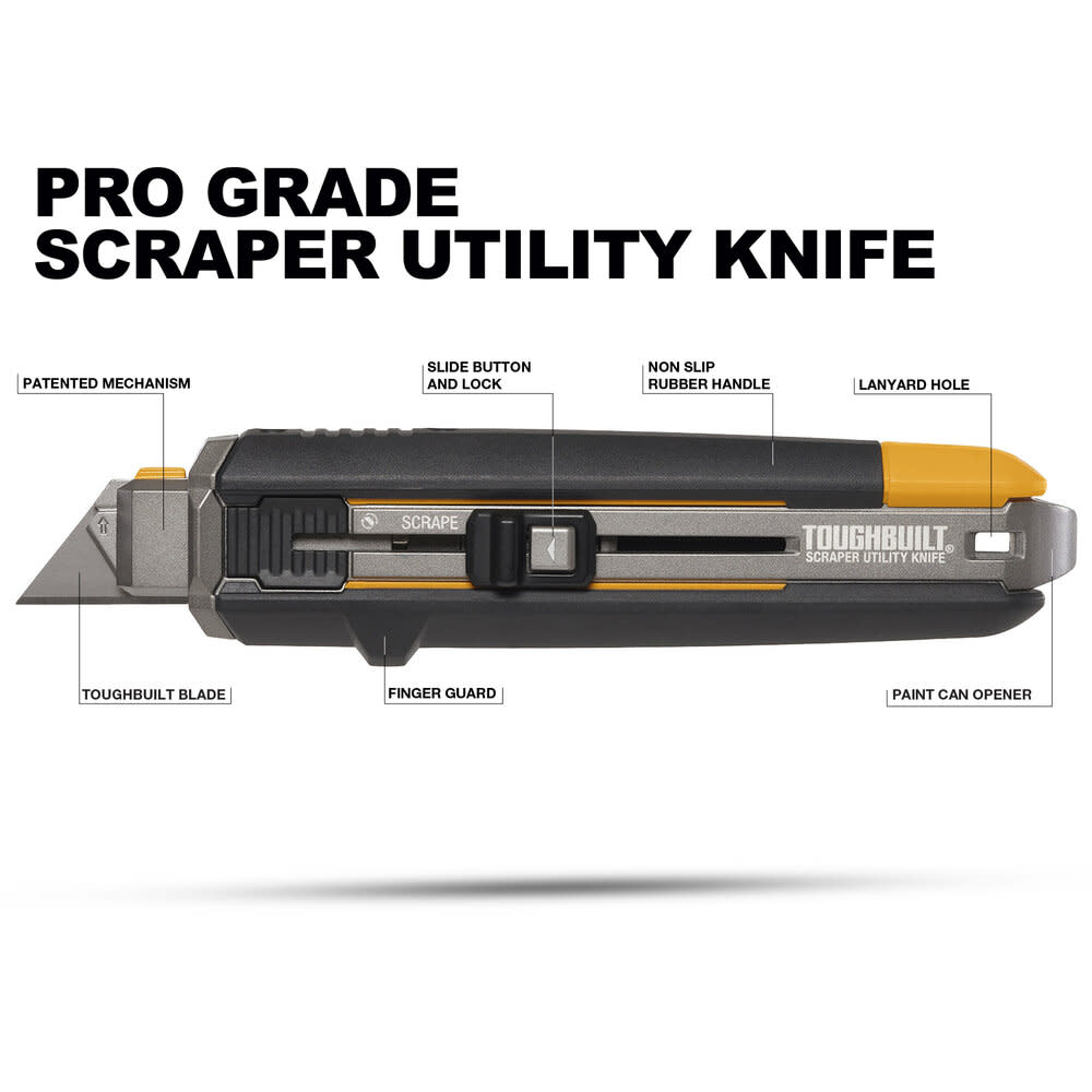 Toughbuilt Scraper Utility Knife with 5 Blades ;