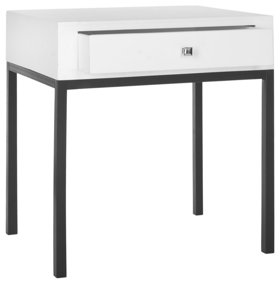 Mariya End Table With Storage Drawer  White   Transitional   Side Tables And End Tables   by Rustic Home Furniture Deco  Houzz