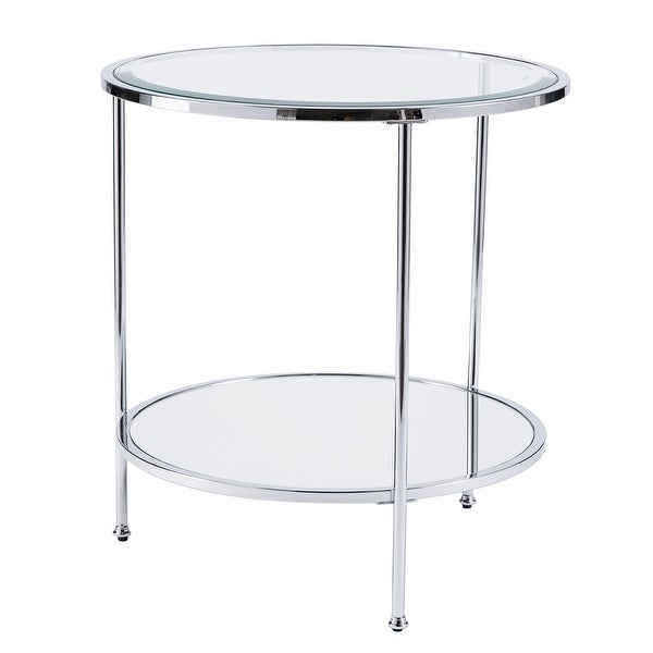 SEI Furniture Rainier Round Metal and Glass Side Table